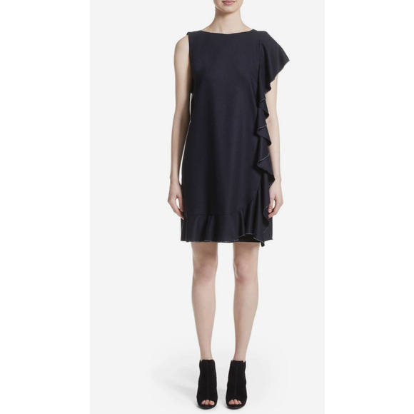 NWT FABIANA FILIPPI Navy Cashmere Wool Mollini Ruffle Dress Boho I 40  Ret$ 690 - Picture 6 of 7